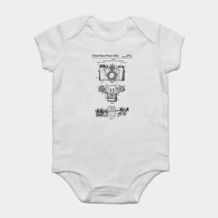 Camera Patent Black Baby Bodysuit